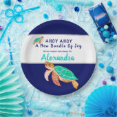 シータートルネイビーブルー航海のボーイベビー ペーパープレート (パーティー)