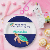 シータートルネイビーブルー航海のボーイベビー ペーパープレート (パーティー)