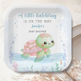 シータートルハッチリングボーイ赤ちゃんシャワー紙 ペーパープレート