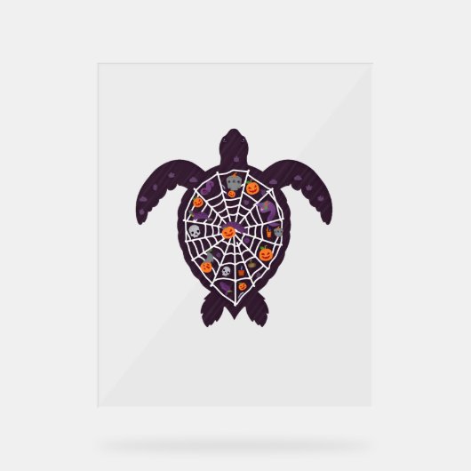 シータートルハロウィーンスパイダー – くもの巣カボチャ幽霊ホール アクリルサイン (正面)