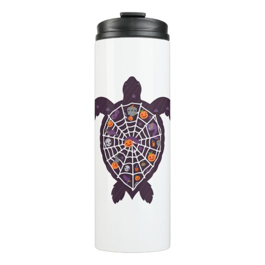 シータートルハロウィーンスパイダー – くもの巣カボチャ幽霊ホール タンブラー (正面)