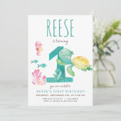 シータートルファースト誕生日招待状 招待状 (スタンド正面)