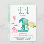 シータートルファースト誕生日招待状 招待状 (正面/裏面)