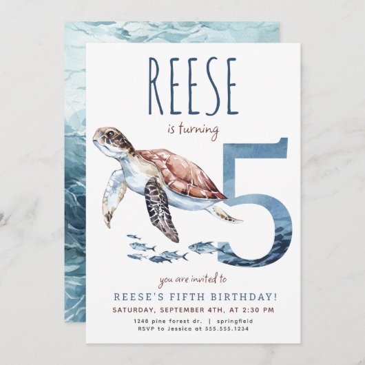 シータートルフィフス誕生日招待状 招待状 (正面/裏面)