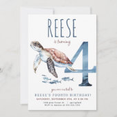 シータートルフォー誕生日招待状 招待状 (正面)