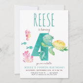 シータートルフォー誕生日招待状 招待状 (正面)