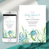 シータートルブルーとグリーンベビーシャワー招待状 招待状