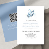 シータートルブルー結婚式招待状とQRコード 招待状