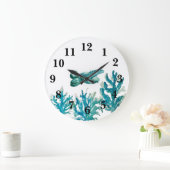 シータートルブルー航海のサンゴリーフデコール ラージ壁時計 (ホーム)