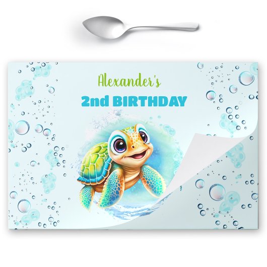シータートルボーイ誕生日ティアウェイ紙ランチョンマット ペーパーパッド