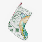 シータートルヴィンテージマップ白 スモールクリスマスストッキング (正面 (吊り時))