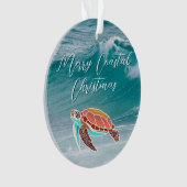 シータートル図解入りの、写真付きのカスタム文字 オーナメント (正面)