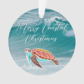 シータートル図解入りの、写真付きのカスタム文字 オーナメント (正面)