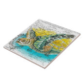 シータートル水彩ヴィンテージマップ（白） タイル (側面)