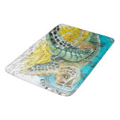 シータートル水彩ヴィンテージマップ(白) バスマット (アングル)