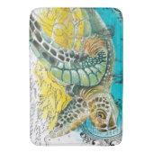 シータートル水彩ヴィンテージマップ(白) バスマット (正面縦)