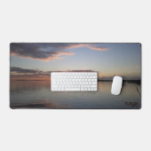シーダーキー浜辺の夕日 フロリダの釣りの風景 写真 デスクマット (キーボード&マウス)