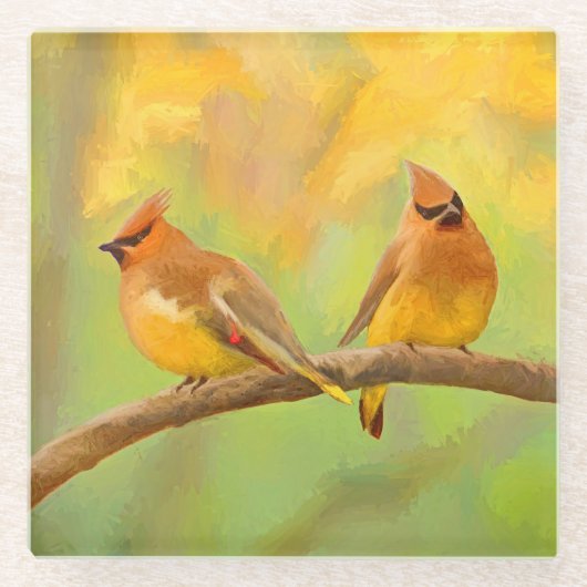 シーダーワウ絵画グウィングの – かわいいオリジナルドッグアート ガラスコースター (正面)