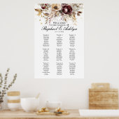 シーッ結婚ティング・チャート9テーブル、ブルゴーニュ牡丹 ポスター (キッチン)