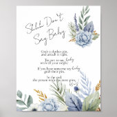 シーッ言わないベビー緑のほこりっぽい青い花 ポスター (正面)