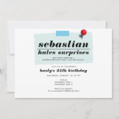 シーッ!おもしろいサプライズモダン誕生日パーティー 招待状 (正面)