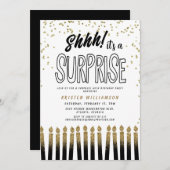 シーッ!サプライズおもしろい60th誕生日キャンドル 招待状 (正面/裏面)