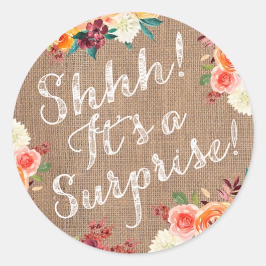 シーッ!サプライズのシールパーティー封筒用シール ラウンドシール (正面)