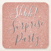 シーッ！サプライズバラ金ゴールドピンクバースデーパーティー スクエアペーパーコースター (正面)