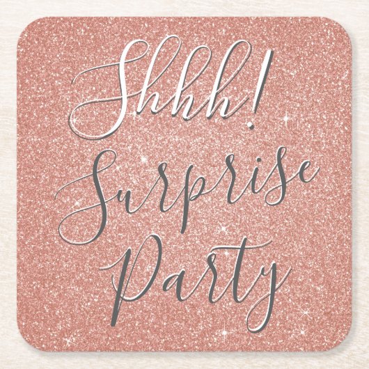シーッ!サプライズバラ金ゴールドピンクバースデーパーティー スクエアペーパーコースター (正面)