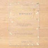 シーッ…サプライズバースデーパーティーゴールドフォイル紙吹雪 アクリル招待状 (正面)
