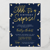 シーッ…サプライズバースデーパーティー紙吹雪実在& 箔招待状 (正面)