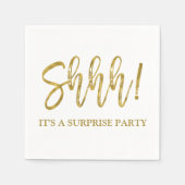 シーッ!サプライズバースデーパーティー誕生日 スタンダードカクテルナプキン (正面)