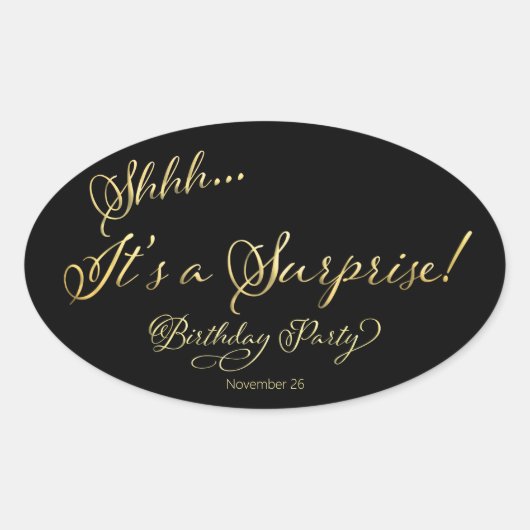 シーッ…サプライズ誕生日パーティーだ 楕円形シール (正面)
