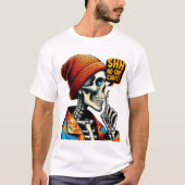 シーッ…スケルトンの反気に反メッセージなし Tシャツ (正面)