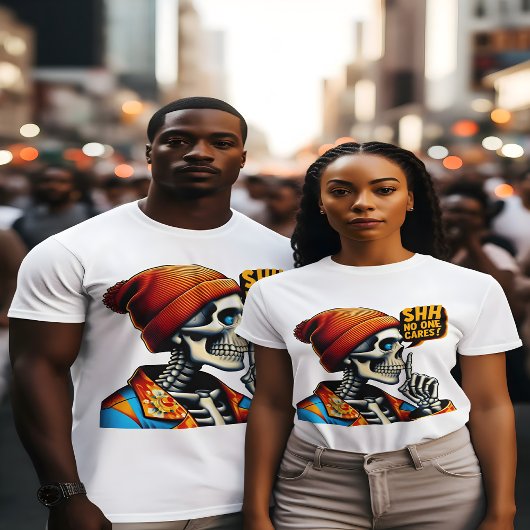 シーッ…スケルトンの反気に反メッセージなし Tシャツ