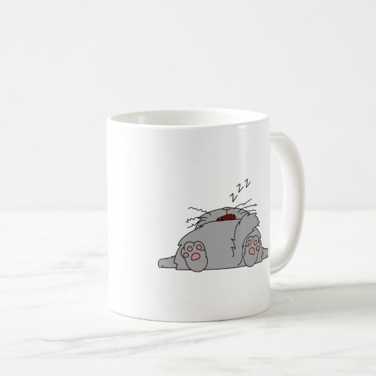 シーッ！朝の怠け猫おもしろい引用文 コーヒーマグカップ (正面右)