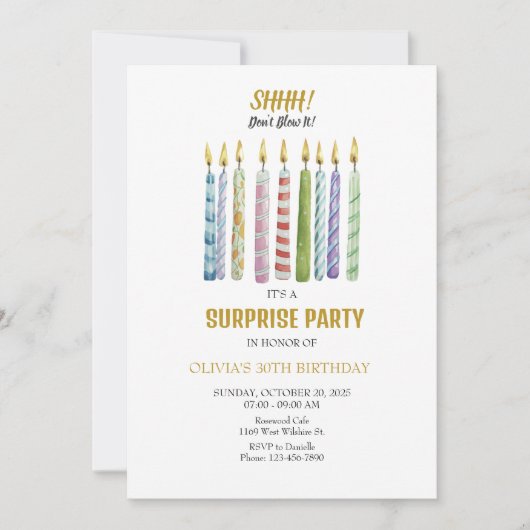 シーッ！止吹めろ！バースデー 招待状 (正面)