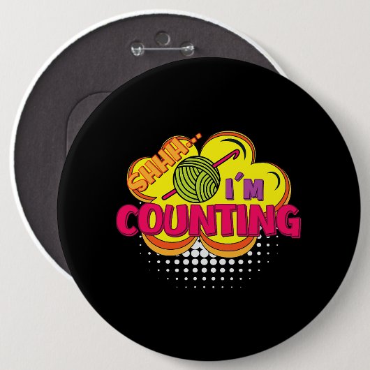 シーッ。私はクロシェおもしろいデザイン 缶バッジ (正面&裏面)