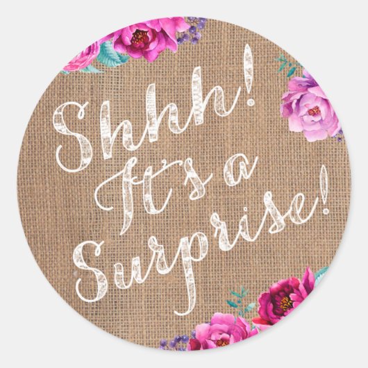 シーッ!紫色のサプライズパーティーエンベロープシール ラウンドシール (正面)