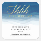 シーッ… |金ゴールドと水彩の驚きの誕生日 スクエアシール (正面)