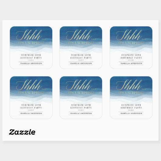 シーッ… |金ゴールドと水彩の驚きの誕生日 スクエアシール (シート)