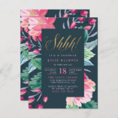 シーッ！驚いた！かわいいフローラ誕生会 インビテーションポストカード (正面/裏面)