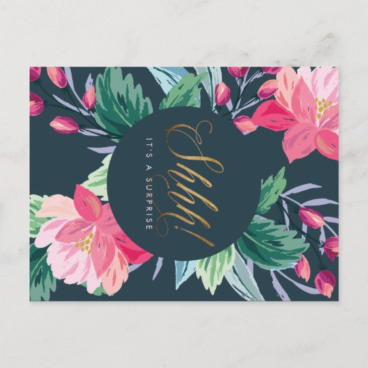 シーッ！驚いた！かわいいフローラ誕生会 インビテーションポストカード (裏面)