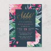 シーッ！驚いた！かわいいフローラ誕生会 インビテーションポストカード (正面)