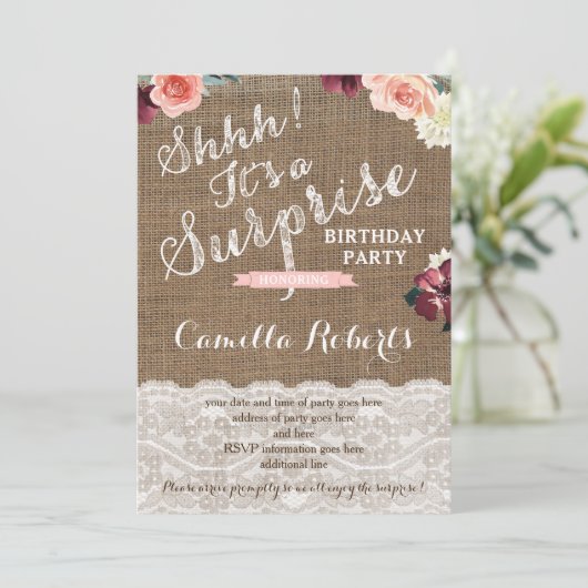 シーッ!驚きのパーティー、マイルストーン誕生日 招待状 (スタンド正面)