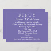 シーッ…驚くべき紫の50歳の誕生日パーティーだ 招待状 (正面/裏面)