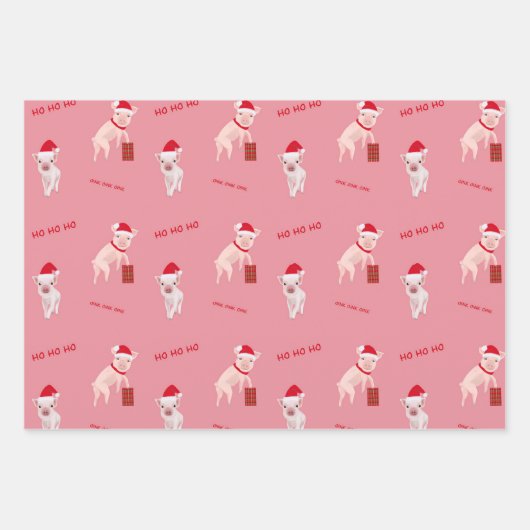 シーツおもしろいを包むクリスマス豚 ラッピングペーパーシート (正面)