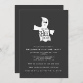 シーツにハロウィーンの衣装パーティー 招待状 (正面/裏面)