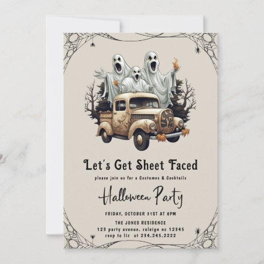 シーツに顔を付けよう大人のハローウィンパーティInvita 招待状 (正面)