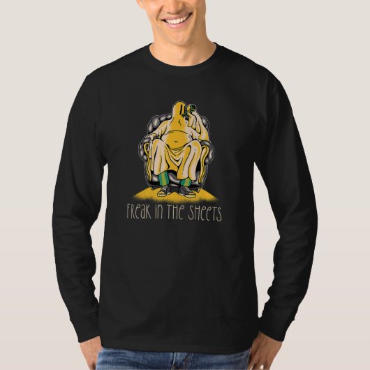 シーツの中でフリーク飲幽霊ハロウィーンミーム Tシャツ (正面)